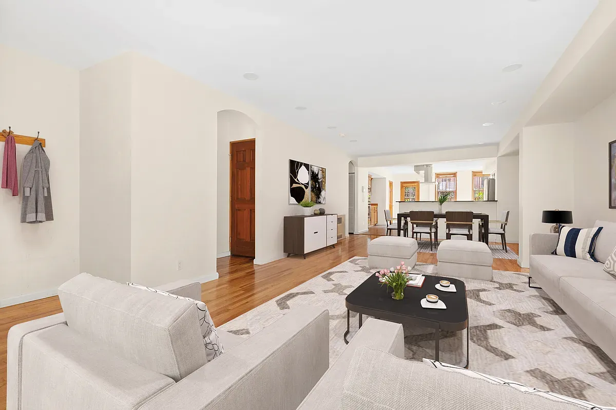 Virtually staged open living floor running front to back at 14 West 121st Street
