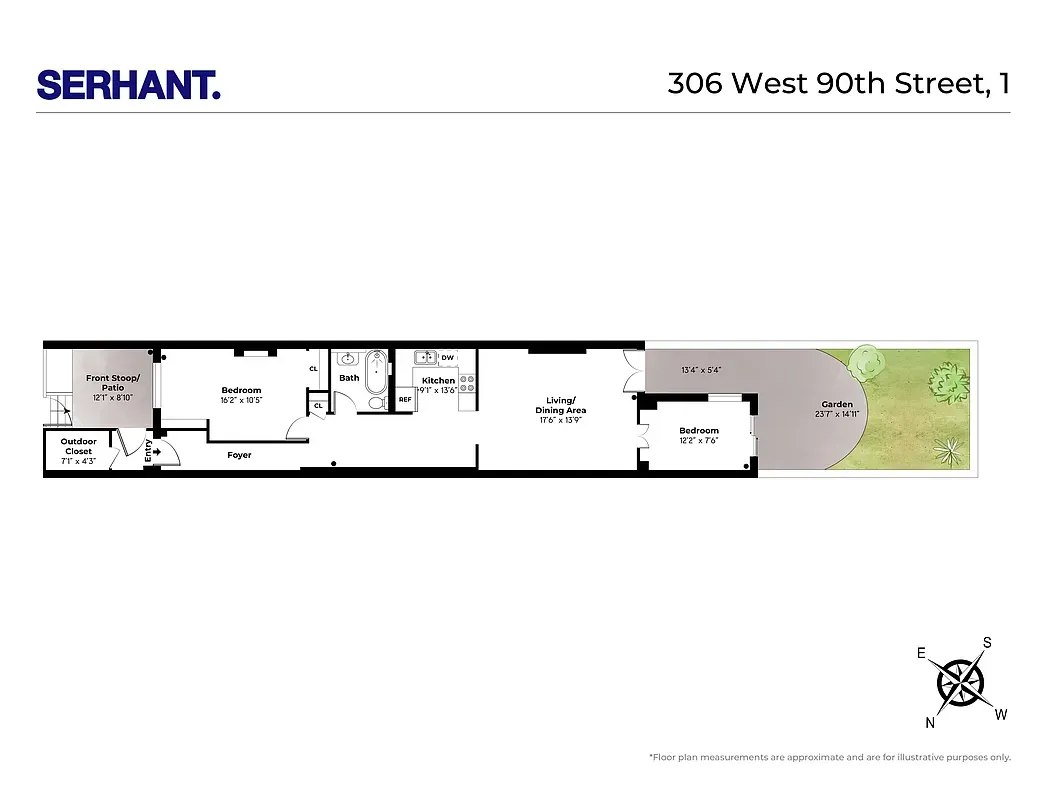 Floor plan of co-op apartment #1 at 306 West 90th Street