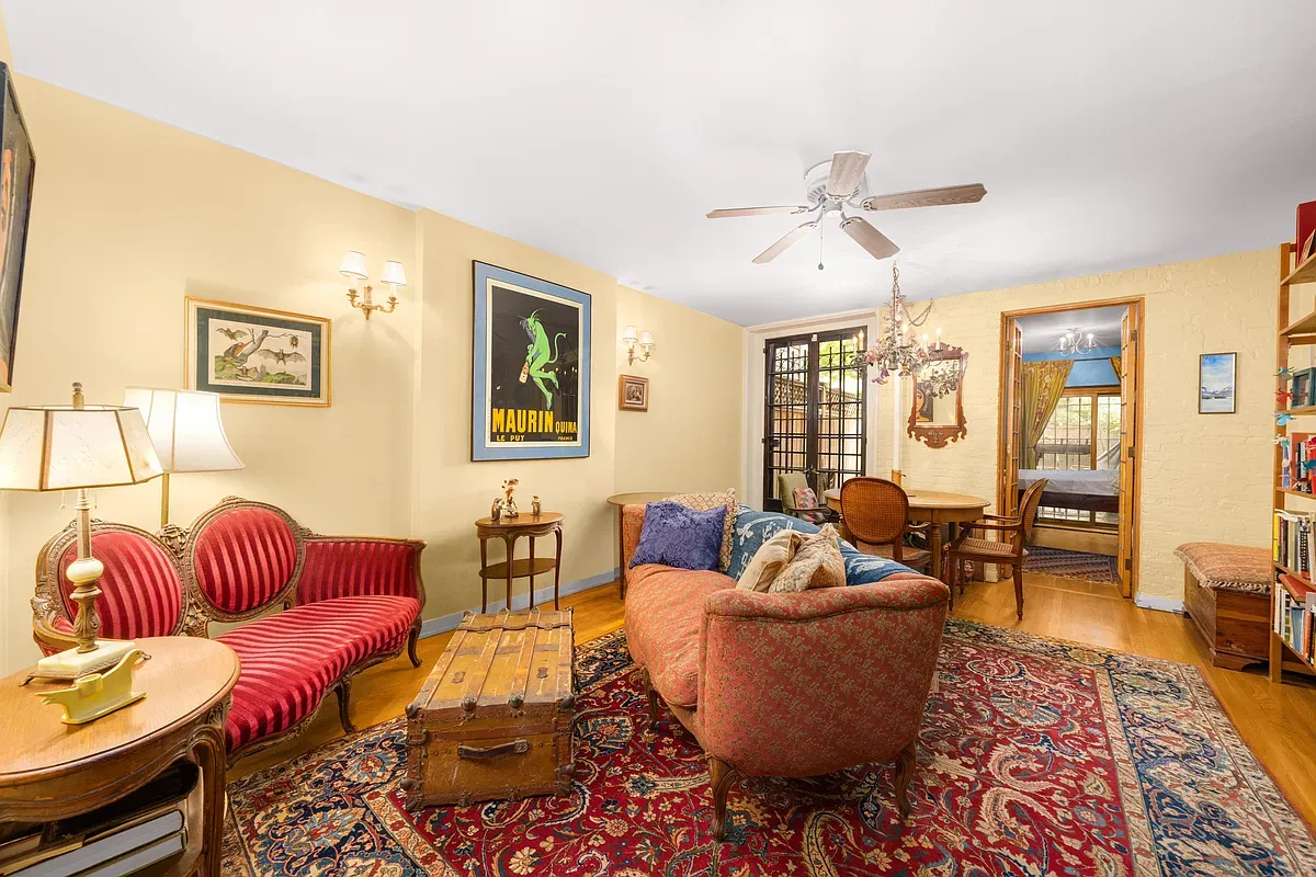 Living room with fireplace mantel at 306 West 90th Street #1