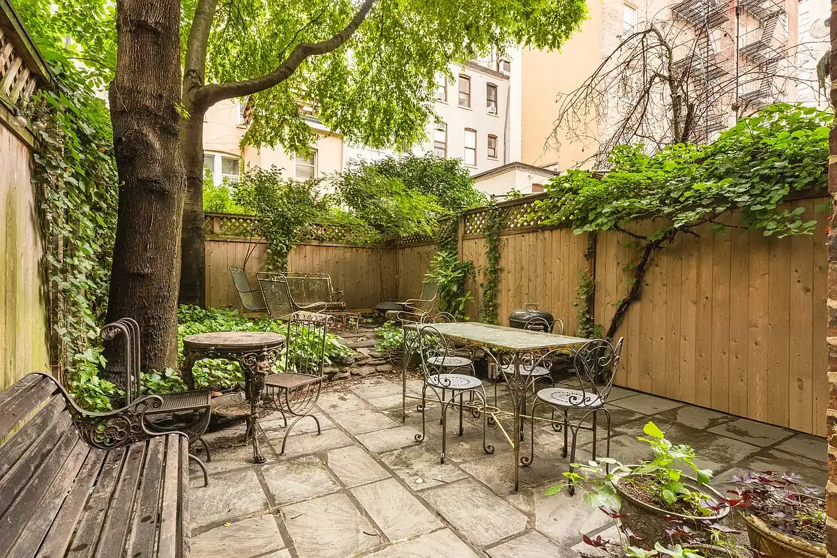 Private garden with bluestone patio at 306 West 90th Street #1