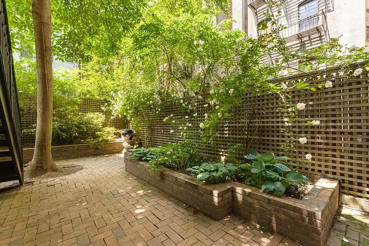 Planted brick garden at 360 West 121st Street