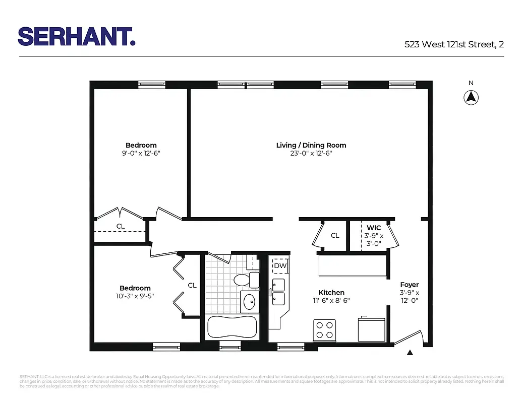 Floor plan of co-op apartment #2 at 523 West 121st Street