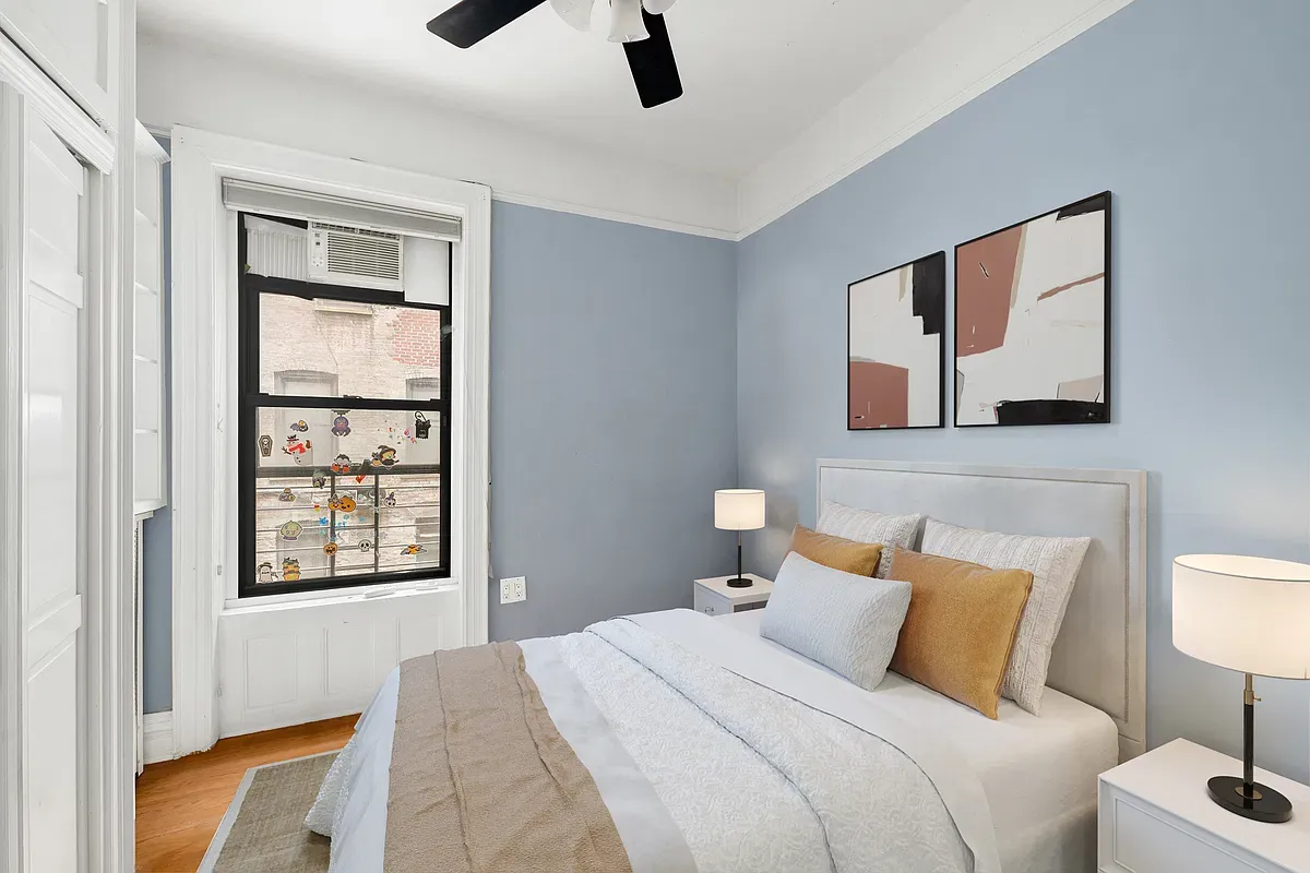 Virtually staged second bedroom at 523 West 121st Street #2