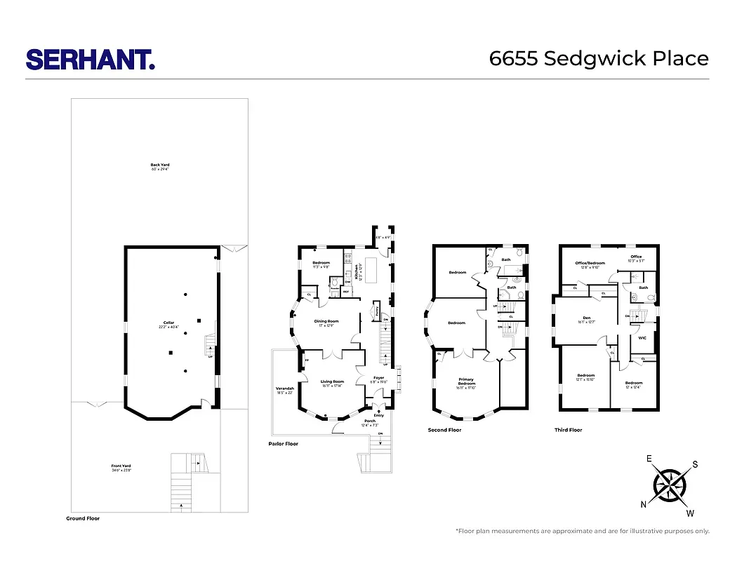 Floor plan for every level of 6655 Sedgwick Place