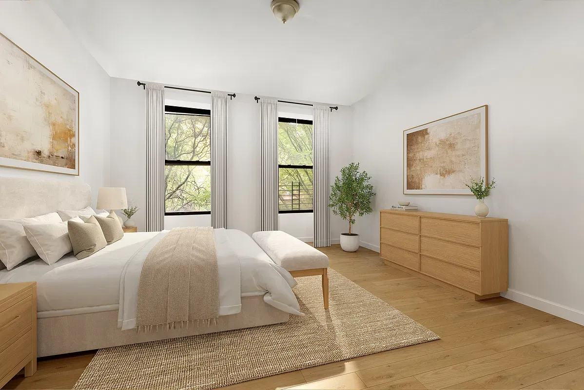Virtually staged bedroom at 80 West 119th Street