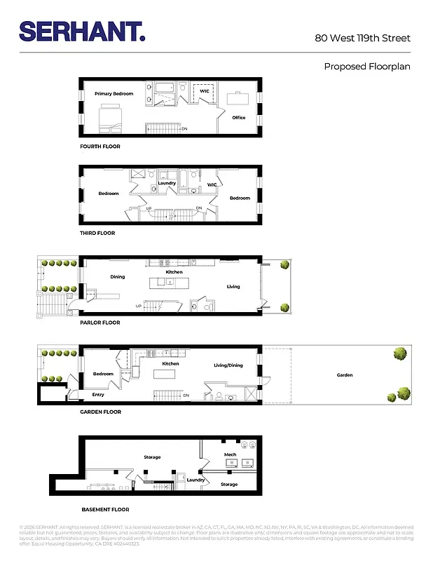 Proposed floor plan for 80 West 119th Street