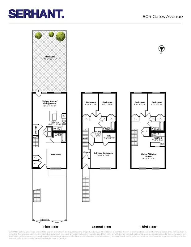 Floor plan for every level of 904 Gates Avenue