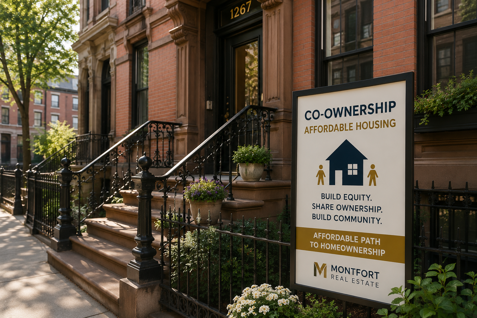 Affordable co-ownership housing opportunity in Crown Heights featuring a Brooklyn brownstone and shared homeownership investment concept for first-time buyers.