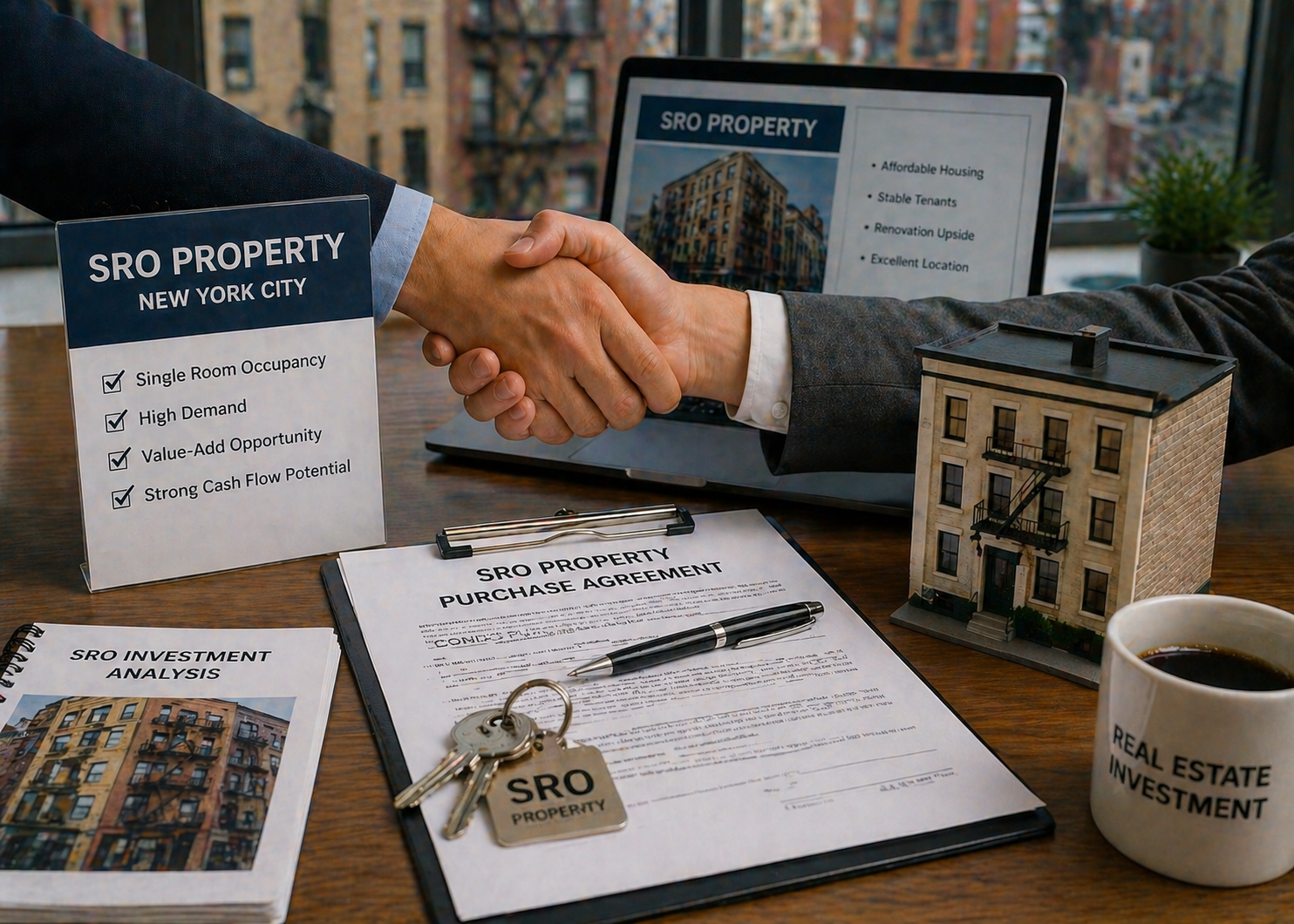SRO property purchase agreement in NYC with real estate investors completing transaction and signing documents