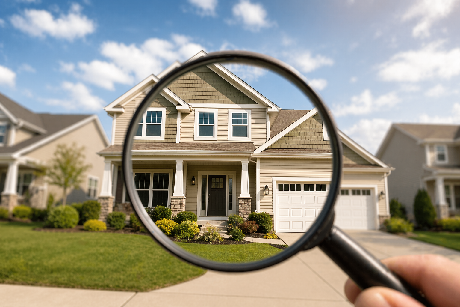 Real estate home valuation and property appraisal process with house inspection and market analysis concept for estimating home value