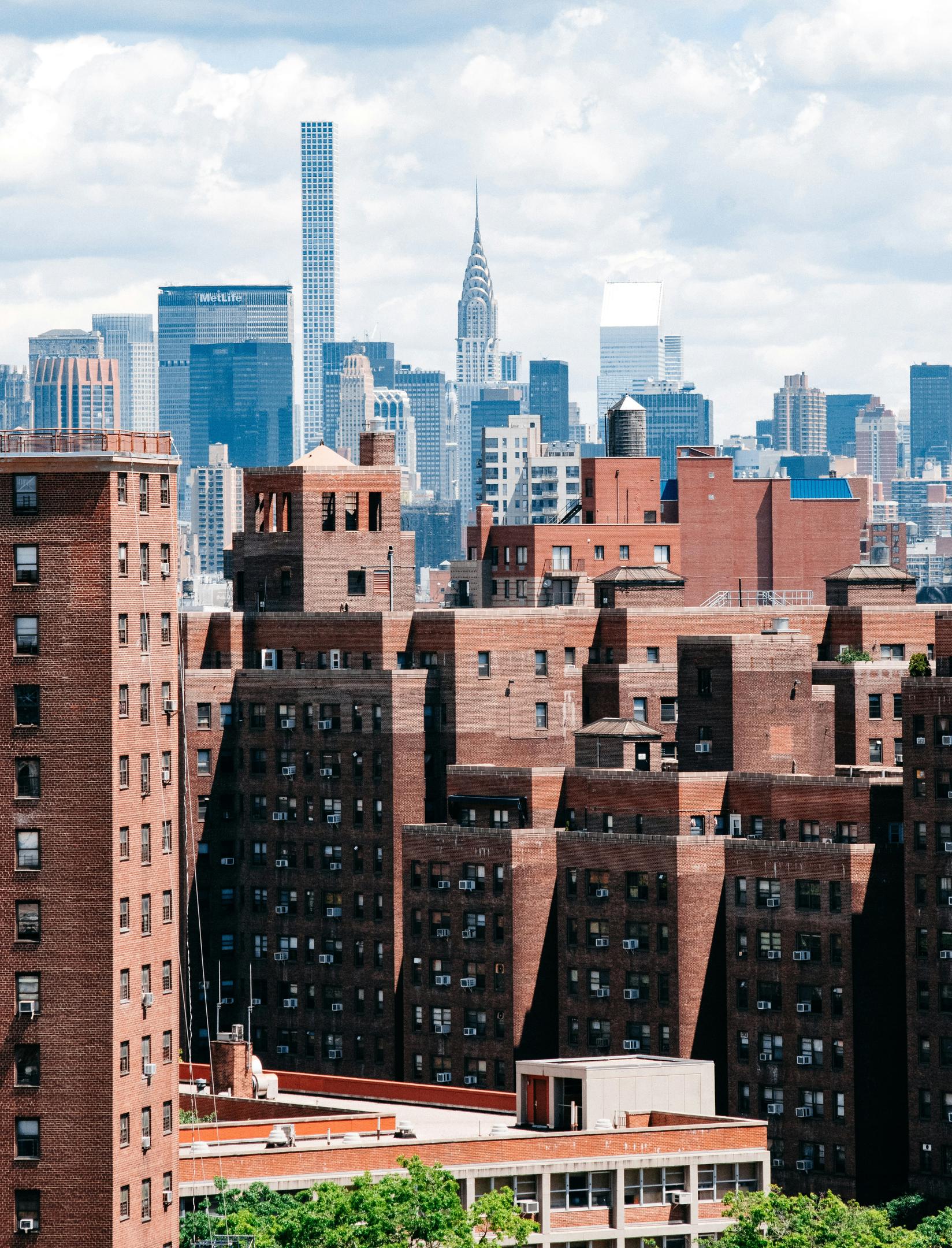 NYC skyline with residential buildings and Manhattan high-rise apartments in New York City